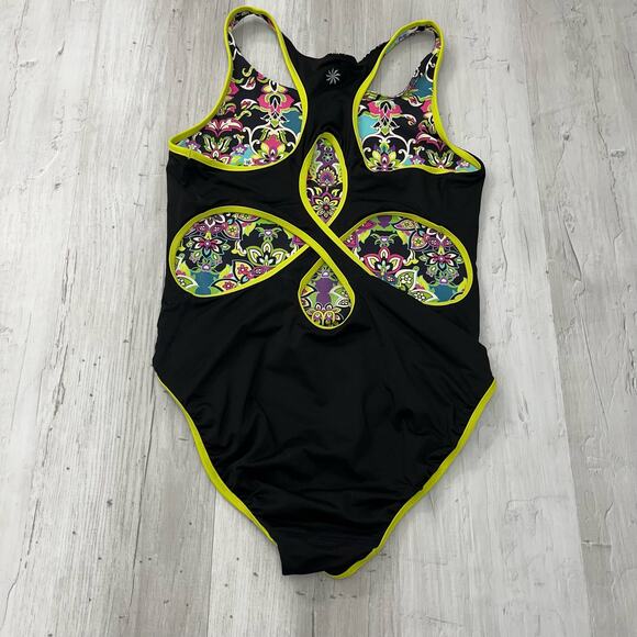 Athleta Paisley Floral Multicolor Reversible Racerback One Piece Swimsuit - Picture 3 of 10
